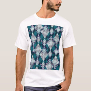 Türkisfarbenes geometrisches, rhombisches Nahtlose T-Shirt