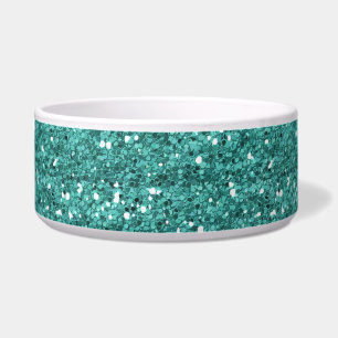 Türkisfarbenes Gold Glitter Funkel Chic Haustier H Napf