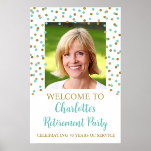 Türkisfarbenes Gold Retirement Party Custom 20x30  Poster