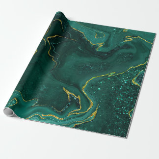 Türkisfarbenes goldfarbenes Marmordesign Geschenkpapier