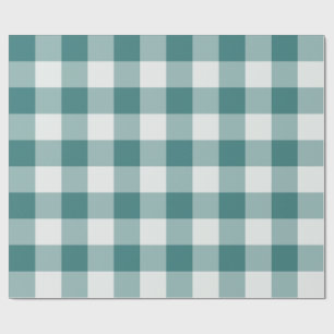 Türkisfarbenes großes kariertes Gingham Geschenkpapier