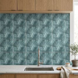 Türkisfarbenes grünes Wasserfarben-Tropenblatt Fliese