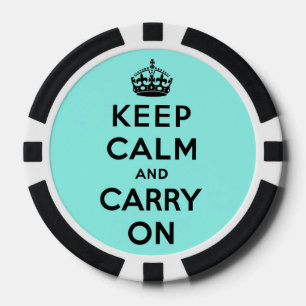 Türkisfarbenes 'Keep Calm and Carry On' Pokerchips