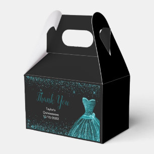 Türkisfarbenes Kleid Faux Glitter Quinceanera Geschenkschachtel