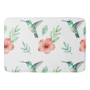 Türkisfarbenes Kolibri-Hibiskus-Muster Badematte