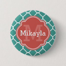 Türkisfarbenes Korallenmuster Button