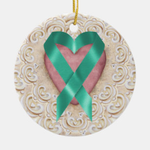 Türkisfarbenes Krebsband von Herzen - SRF Keramikornament