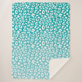 Türkisfarbenes Leopard-Druckmuster Sherpadecke