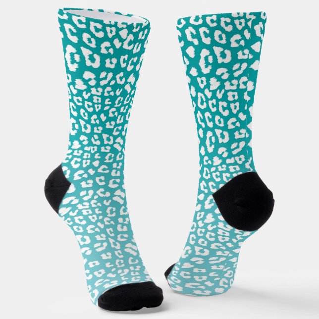 Türkisfarbenes Leopard-Druckmuster Socken (Gewinkelt)