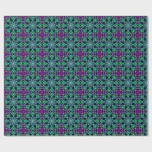 Türkisfarbenes, lila und rosa Kaleidoskop-Fraktalm Geschenkpapier