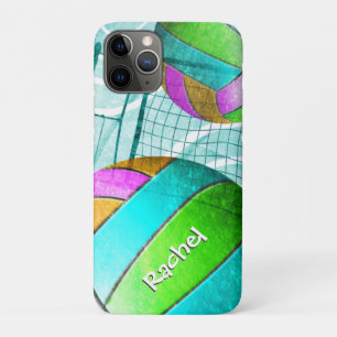 Türkisfarbenes Limones Mädchenvolleyball iPhone 11 Pro Hülle