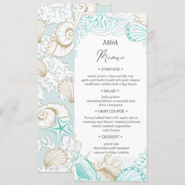 türkisfarbenes Menü am Meer Einladung