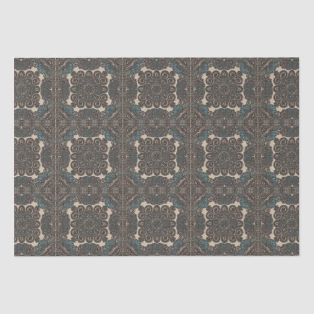 Türkisfarbenes Metalldesign - Hintergrund Seidenpapier (Vorderseite)