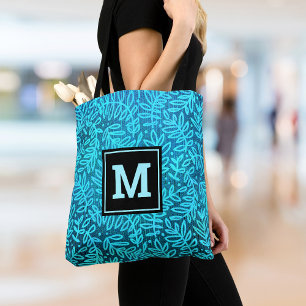 Türkisfarbenes Monogramm-Blattmuster fett nach mod Tasche