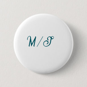Türkisfarbenes Monogramm Hochzeitspaar Name einfac Button