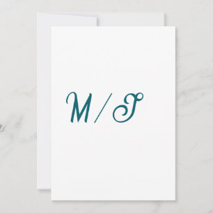 Türkisfarbenes Monogramm Hochzeitspaar Name einfac Einladung