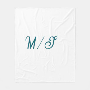 Türkisfarbenes Monogramm Hochzeitspaar Name einfac Fleecedecke