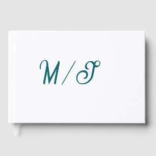 Türkisfarbenes Monogramm Hochzeitspaar Name einfac Gästebuch