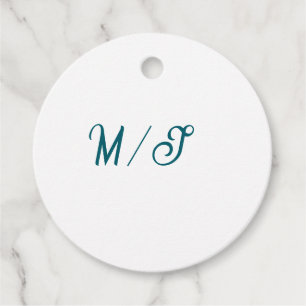 Türkisfarbenes Monogramm Hochzeitspaar Name einfac Geschenkanhänger