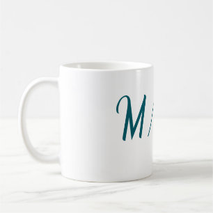 Türkisfarbenes Monogramm Hochzeitspaar Name einfac Kaffeetasse