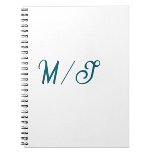 Türkisfarbenes Monogramm Hochzeitspaar Name einfac Notizblock