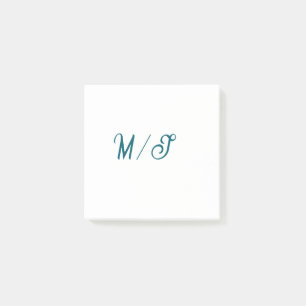 Türkisfarbenes Monogramm-Hochzeitspaar-Name einfac Post-it Klebezettel