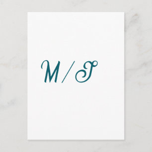 Türkisfarbenes Monogramm Hochzeitspaar Name einfac Postkarte