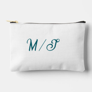 Türkisfarbenes Monogramm Hochzeitspaar Name einfac Zubehörtasche