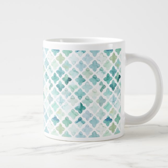 Türkisfarbenes Muster Jumbo-Tasse (Rechts)