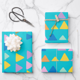 Türkisfarbenes, Niedliches Dreieck-Muster Geschenkpapier Set
