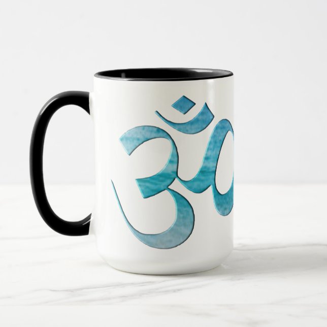Türkisfarbenes Om  Tasse (Links)