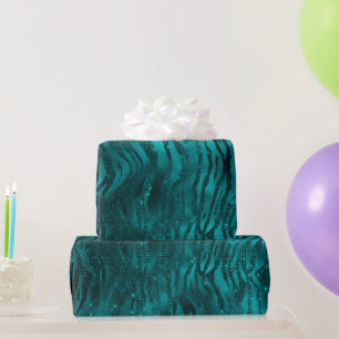 Türkisfarbenes Ombre-Glamour-Glitter-Tigerstreifen Geschenkpapier