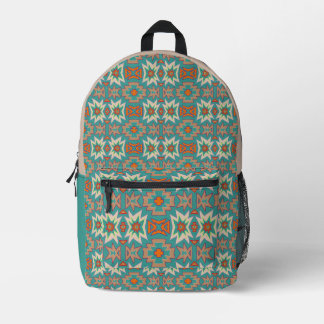 Türkisfarbenes oranges südwestliches Stammesmuster Bedruckter Rucksack