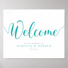 Türkisfarbenes Personalisiertes Hochzeitssymbol Poster