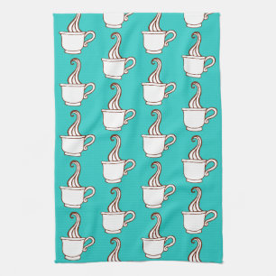 Türkisfarbenes Retro-Kaffee-Diner-Küchenhandtuch-G Geschirrtuch