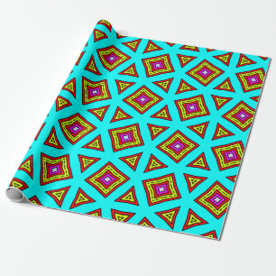 Türkisfarbenes, rotes, gelbes und Lila geometrisch Geschenkpapier