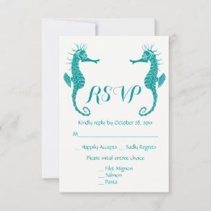 Türkisfarbenes RSVP-Seepferdchen Strand Nautical RSVP Karte
