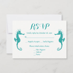 Türkisfarbenes RSVP-Seepferdchen Strand Nautical RSVP Karte