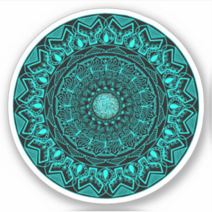 Türkisfarbenes rundes Mandala elegant Aufkleber