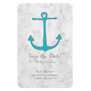 Türkisfarbenes Rustikales Anker Save the Date Magnet