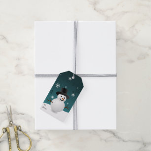 Türkisfarbenes Schneemann-Winter-Szene-Christmas-G Geschenkanhänger