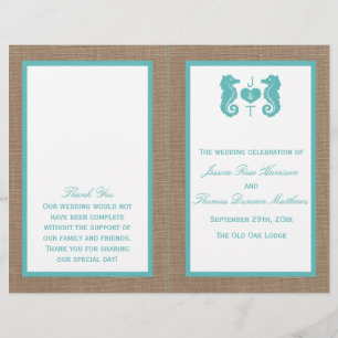 Türkisfarbenes Seepferd Burlap Beach Wedding Colle
