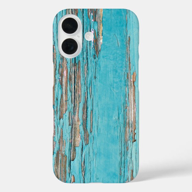 Türkisfarbenes Shabby Chic iPhone 16 Hülle (Rückseite)
