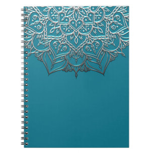 Türkisfarbenes & Silbernes Mandala Elegantes Minim Notizblock