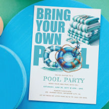 Türkisfarbenes Sommerparty-Bring-Your-Own-Pool-Was