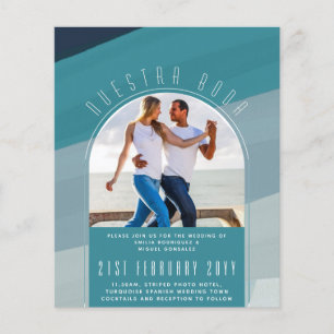 Türkisfarbenes Spanisches Wedding Nuestra Boda FOT Flyer