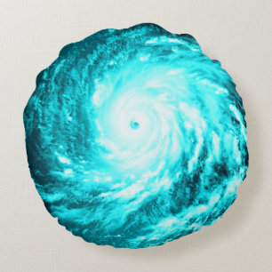 Türkisfarbenes Spiral-Rad-Rundes Kissen