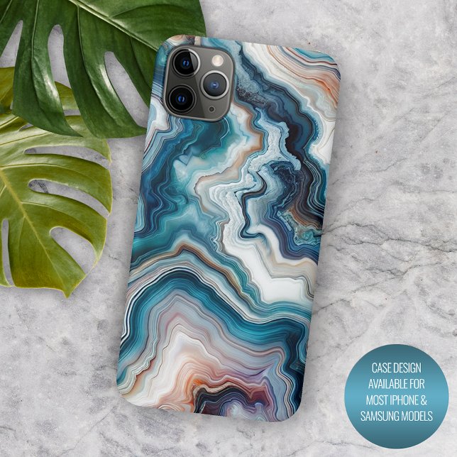 Türkisfarbenes Teal Hellblau Lila Quarz Muster Case-Mate iPhone Hülle (Von Creator hochgeladen)