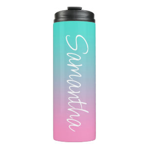 Türkisfarbenes Teal und rosa Ombre Thermosbecher