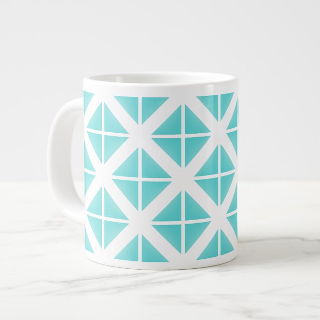 Türkisfarbenes Triangle-Muster Jumbo-Tasse (Vorderseite Links)